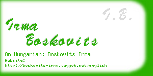 irma boskovits business card